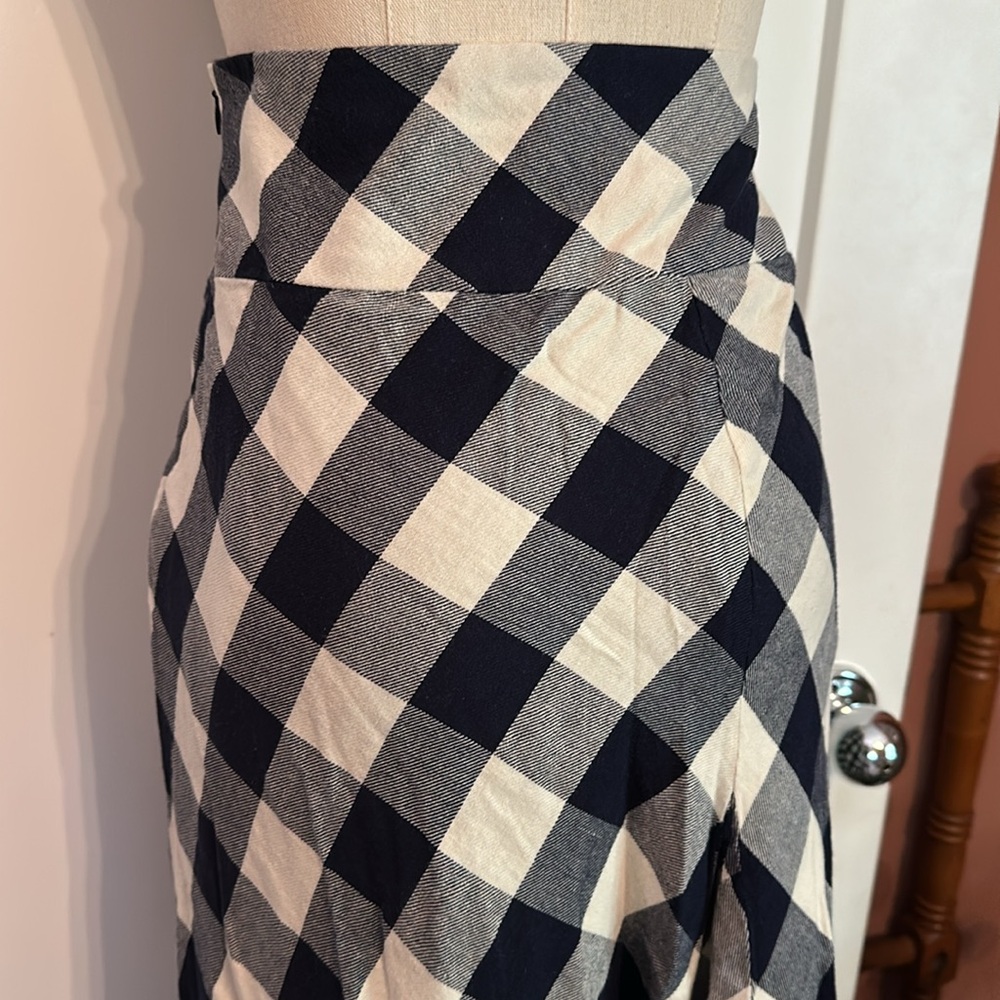 Lauren Ralph Lauren | buffalo plaid | asymmetrical | navy white | ruffle | skirt - Picture 10 of 16